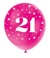 Pearlised Assorted Colour 21st Birthday Latex Balloons 5pk