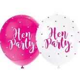Pearl Pink and White 12" Hen Party Latex Balloons 5pk