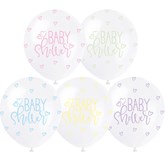 Pearl White 12" Baby Shower Latex Balloons 5pk