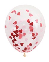 Red Heart Tissue Confetti 16" Clear Latex Balloons 5pk