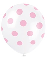 Unique Party 12" Light Pink Polka Dots Latex Balloons 6pk