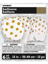 Gold Polka Dots 12" Latex Balloons 6pk