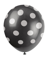 6 Decorative Dots Midnight Black Latex Balloons