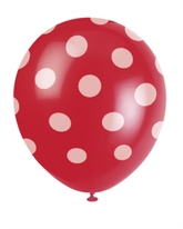 6 Decorative Dots Ruby Red Latex Balloons