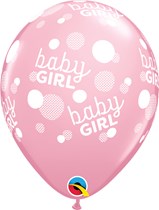 Baby Girl Dots Around Pink 11" Latex Balloons 6pk