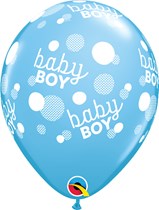 Baby Boy Dots Around 11" Pale Blue Latex Balloons 6pk
