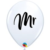 Wedding Mr 11" White Latex Balloons 25pk