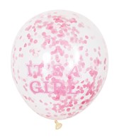 It's a Girl Baby Shower 12" Latex Confetti Balloons 6pk