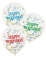 Happy Birthday 12" Latex Confetti Balloons 6pk