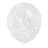 White Confetti Filled Clear 12" Latex 6pk