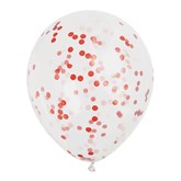 Red Confetti Filled Clear 12" Latex 6pk
