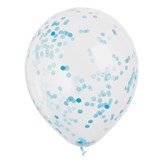 Light Blue Confetti Filled Clear 12" Latex 6pk