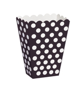 Popcorn Treat Boxes Decorative Dots Black 8pk