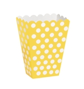 Unique Party Popcorn Treat Boxes Decorative Dots Yellow 8pk