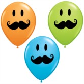 11" Assorted Smiley Face Moustache Balloons - 50pk