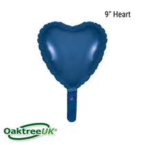 Oaktree Navy Blue 9" Heart Foil Balloon (Loose & Self-Seal)