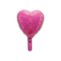 Oaktree Hot Pink Holographic 9" Heart Foil Balloon