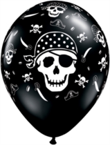 Black Pirate Skull 11" Latex Balloons 25pk