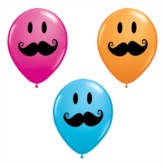 5" Assorted Smiley Moustaches Latex Balloons - 100pk