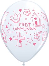 First Communion Pink Symbols 11" Latex Balloons 25pk