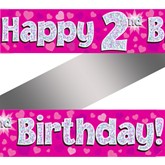 2nd Birthday Pink Holographic Banner