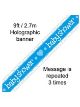 Baby Shower Blue Holo Foil Banner 9ft