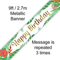 Happy Birthday Tropical Banner 9ft
