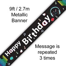 Music Media Birthday Holographic Banner 9ft
