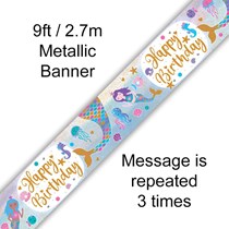 Shimmering Mermaid Iridescent Birthday Banner 9ft