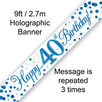 Blue Sparkling Fizz 40th Birthday Banner