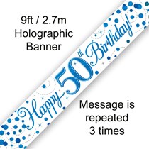 Blue Sparkling Fizz 50th Birthday Banner