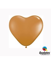 Qualatex 6" Mocha Brown Latex Heart Balloons 100pk