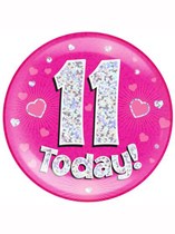 Pink 11th Birthday Holographic Jumbo Badge