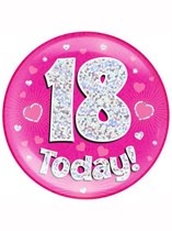 Pink 18th Birthday Holographic Jumbo Badge
