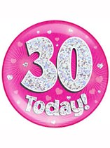 Pink 30th Birthday Holographic Jumbo Badge