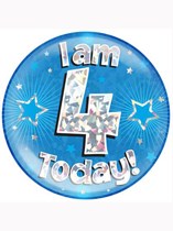Blue 4th Birthday Holographic Jumbo Badge