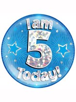 Blue 5th Birthday Holographic Jumbo Badge
