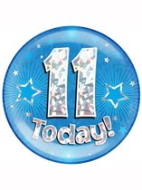 Blue 11th Birthday Holographic Jumbo Badge