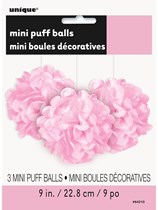 Lovely Pink Mini Puffball Hanging Decorations 3pk