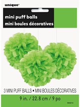 Lime Green Mini Puffball Hanging Decorations 3pk