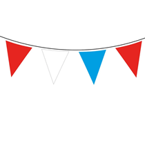 Red, White & Blue Coloured Bunting 20 Flags 10m