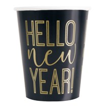 Roaring New Years Gold & Black 9oz Paper Cups 8pk