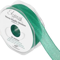 Green Eleganza 25mm Woven Metallic Shimmer Ribbon 20m