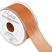 Copper Eleganza 38mm Woven Metallic Shimmer Ribbon 20m