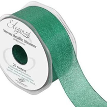 Green Eleganza 38mm Woven Metallic Shimmer Ribbon 20m