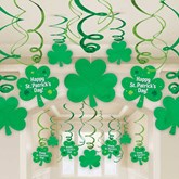 St. Patrick's Day Hanging Swirl Decorations 30 Pieces