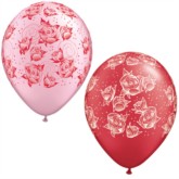 Valentine 11" Red and Pink Rose Balloons - 100pk