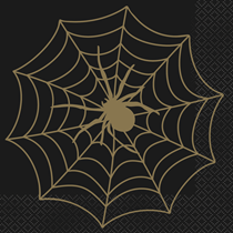 Halloween Black & Gold Spiderweb Napkins 16pk
