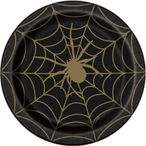 Halloween Black & Gold Spiderweb 9" Plates 8pk