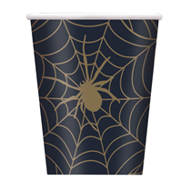 Halloween Black & Gold Spiderweb 9oz Cups 8pk